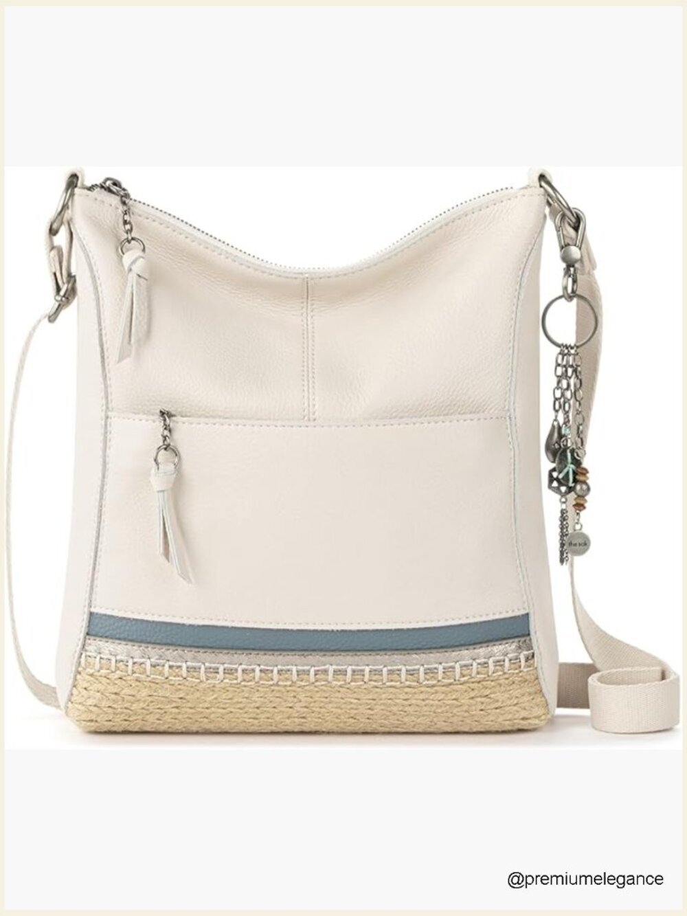 Leather Crossbody Purse with Zipper Closure and Multiple Pockets